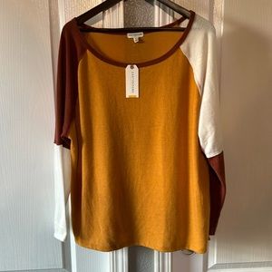 New with tags Earthbound size large long sleeve color block shirt